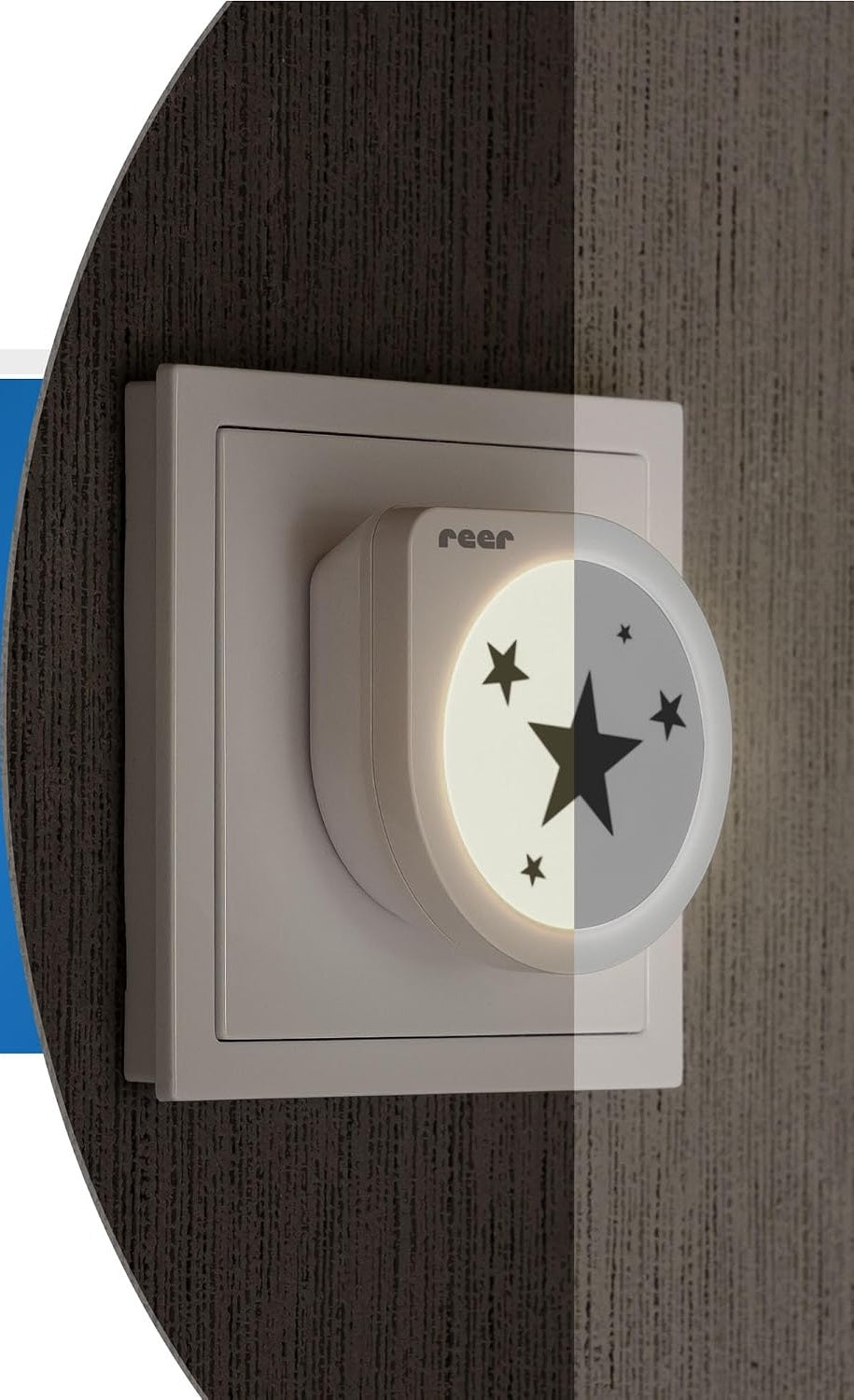 REER NightGuide Star LED нощна лампа за контакт със сензор за тъмнина
