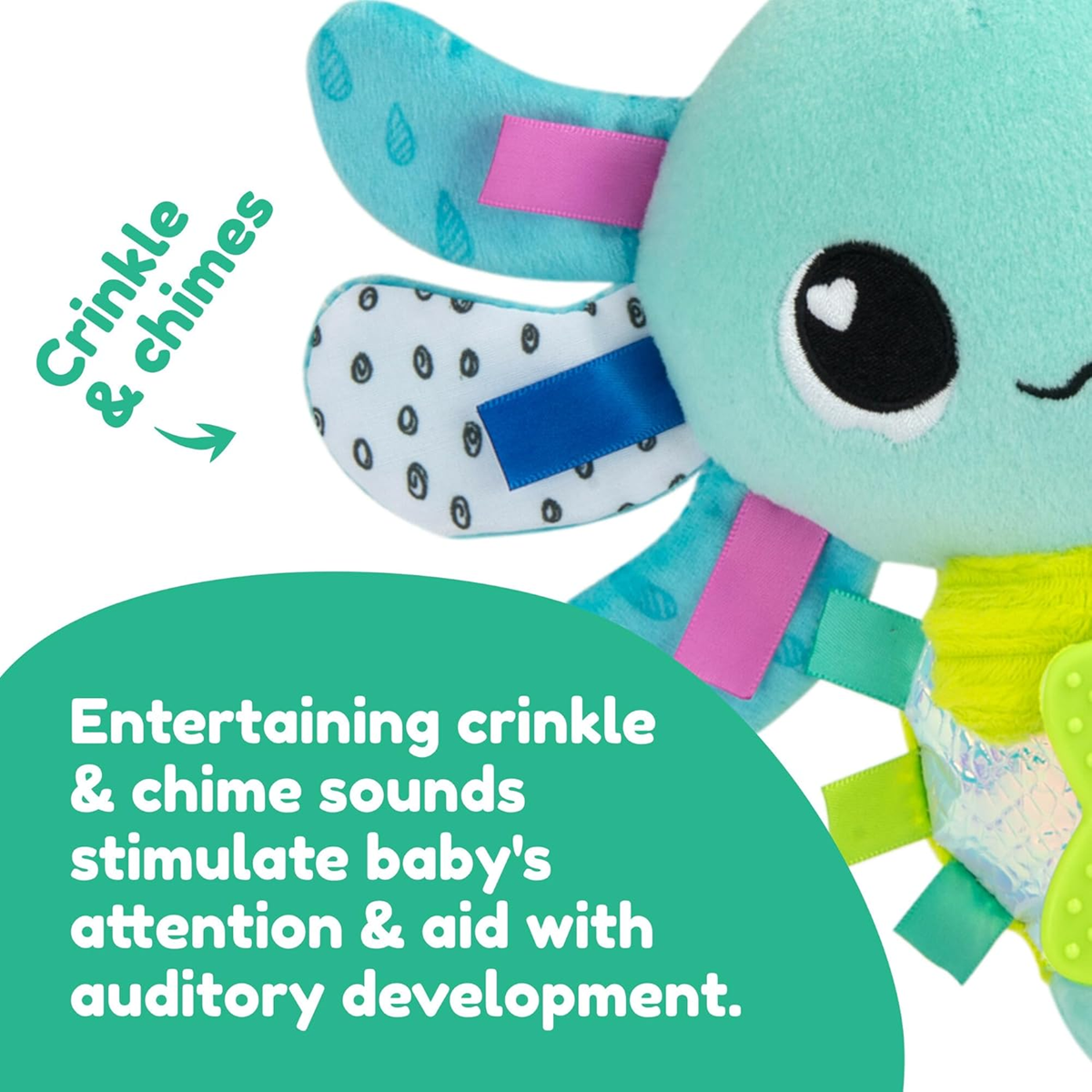 LAMAZE Alice Axolotl függő játék babakocsihoz és kiságyhoz 30 cm, 0–6 hó