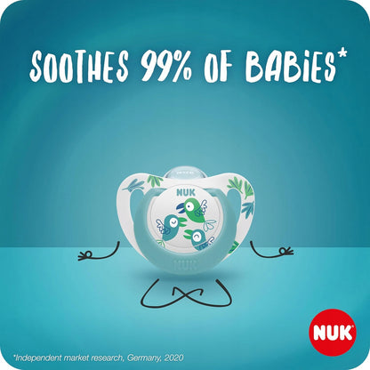 NUK SIGNATURE Day&Night smoczek uspokajający x4 0-6msc, silikonowy smoczek dla niemowląt, kojący wzór