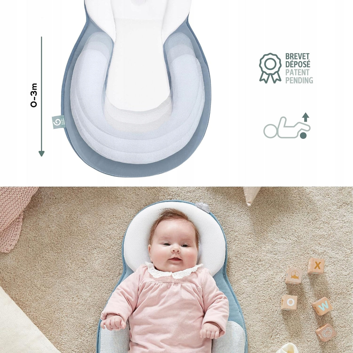 BABYMOOV cosydream poduszka stabilizator dla niemowląt 0-3 m z podparciem główki i nóżek