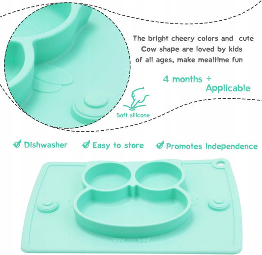 BUMKINS Silikonteller mit Matte und Besteck
