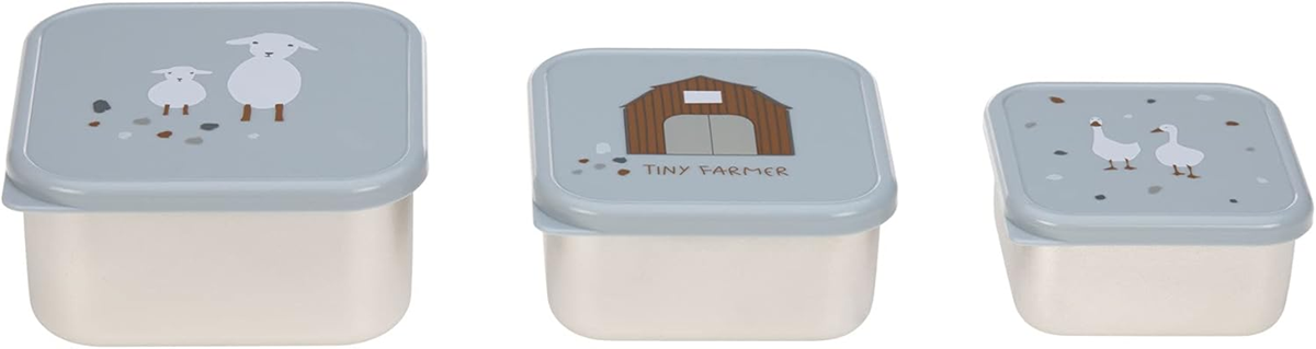 LASSIG Snackbox set de cajas de acero para snacks x3