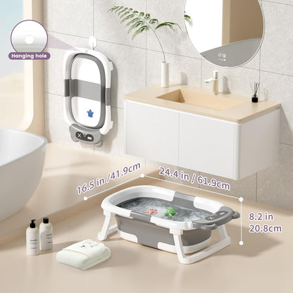 Faltbare Babywanne mit Abfluss und Thermometer