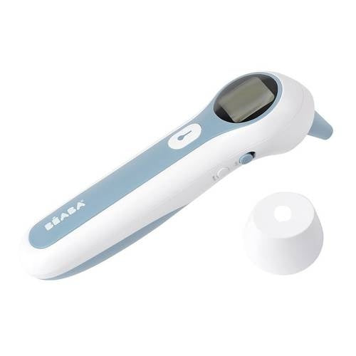 BEABA Thermospeed TERMOMETR BEZDOTYKOWY ekran LCD, biało-niebieski termometr bezdotykowy do szybkiego pomiaru