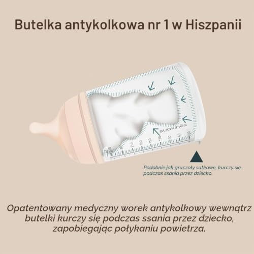 Suavinex Zero Zero antikoliková láhev 270 ml 3m+ střední průtok (M)