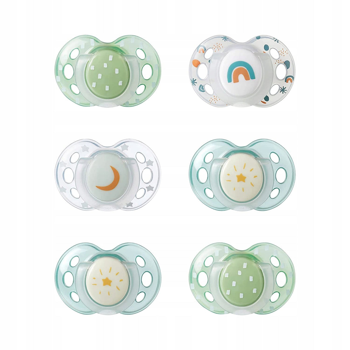 Tommee Tippee Night simetrične svetleče dude 18-36m