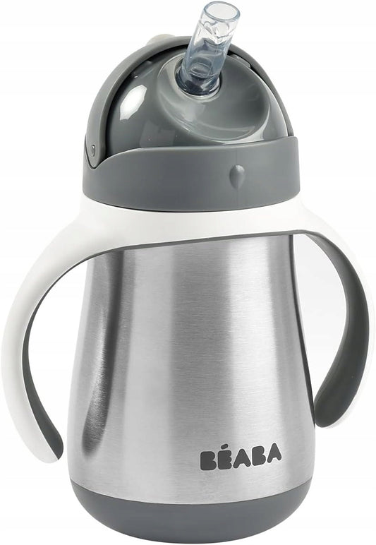 BEABA Trinklernbecher mit Trinkhalm EDELSTAHL 250 ml