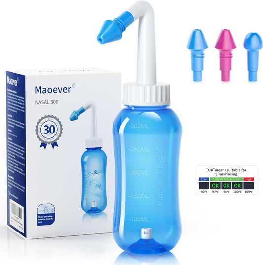 MAOEVER Nasal 300 nosni irigator za otroke in odrasle 3 nastavki 300 ml