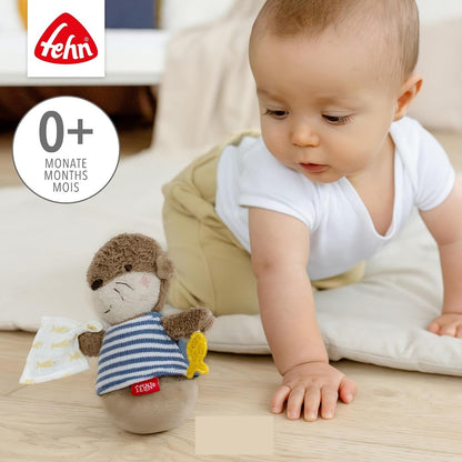 FEHN culbuto LOUTRE, jouet avec hochet qui ne se renverse pas, 15 cm