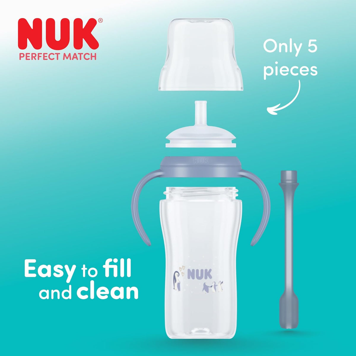 NUK Perfect Match lonček s slamico 260 ml 8m+