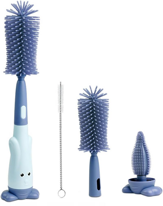 VICLOON 3 in 1 spazzole in silicone per la pulizia di biberon, tettarelle e cannucce 28cm