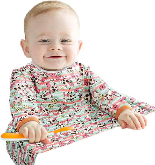 LENBEST Baby Bibs vodoodporen slinček s kratkimi rokavi 6 m+