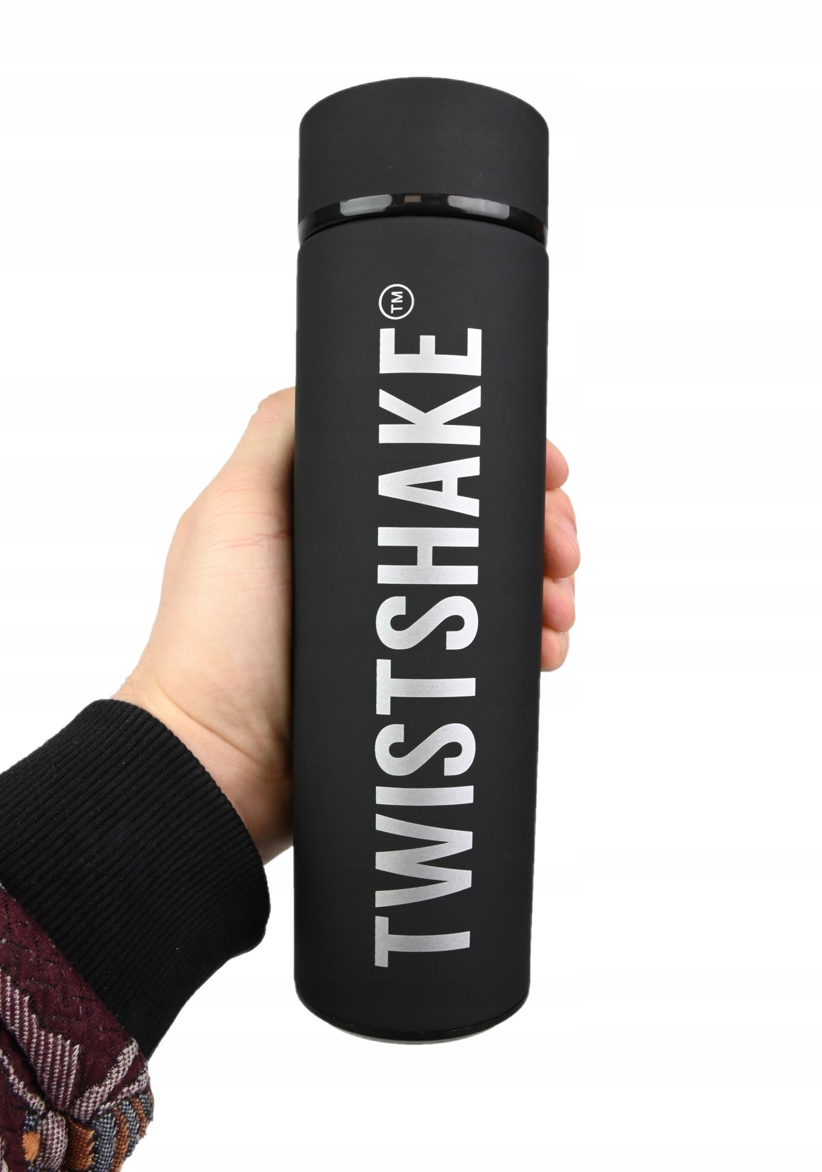 TWISTSHAKE HOT OR COLD termos ze stali nierdzewnej 420 ml, czarny termos izolowany w dłoni