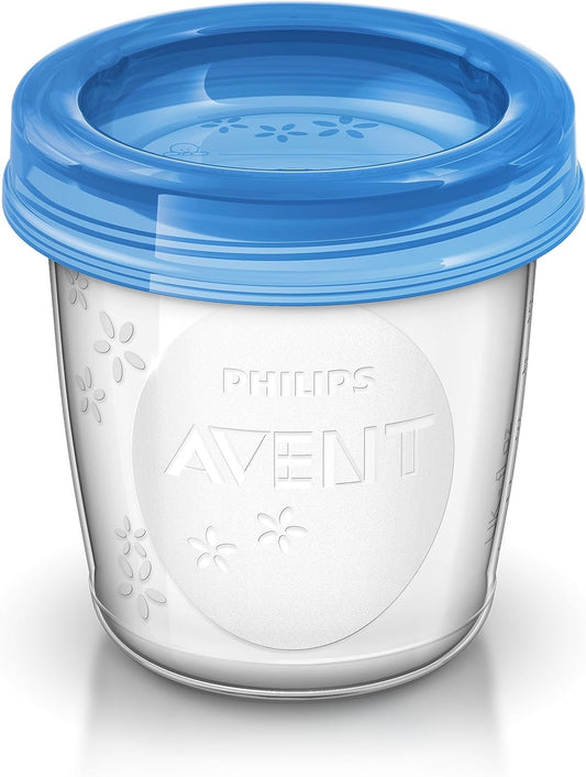 PHILIPS AVENT pojemniki na żywność x10 +adaptery, niebieski pojemnik 180 ml z zakręcaną pokrywką