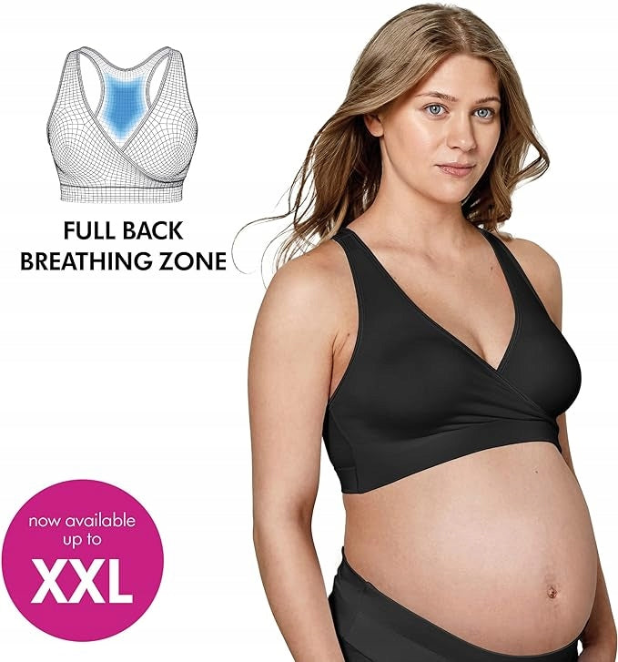 MEDELA KEEP COOL SLEEP biustonosz do karmienia na noc M, oddychający czarny stanik ciążowy z full back breathing zone