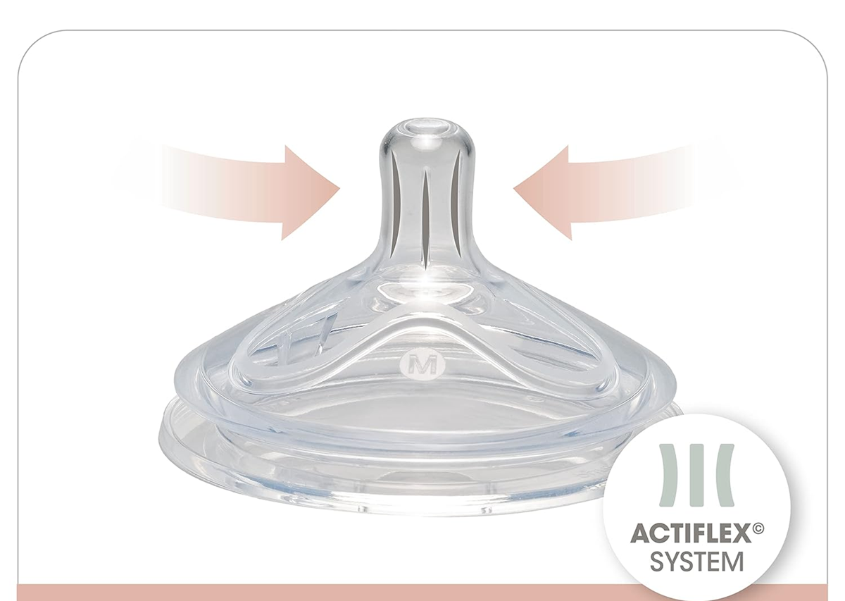NIP First Moment Trinksaugerflasche Größe M mittlerer Durchfluss 270 ml ACTIFLEX