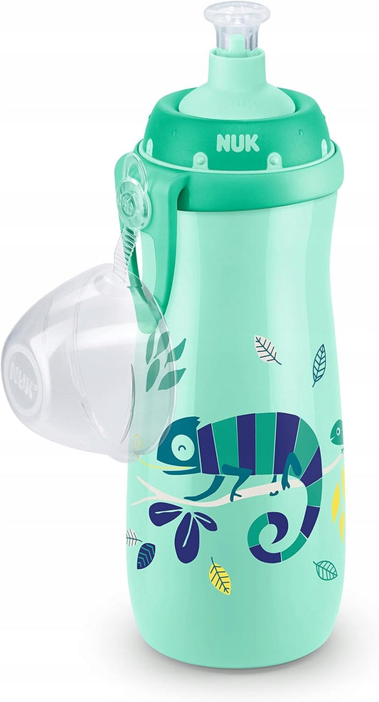 NUK Sports Cup BUTELKA 24 m+ ustnik push-pull 450 ml EFEKT KAMELEONA, zielona butelka dla dzieci