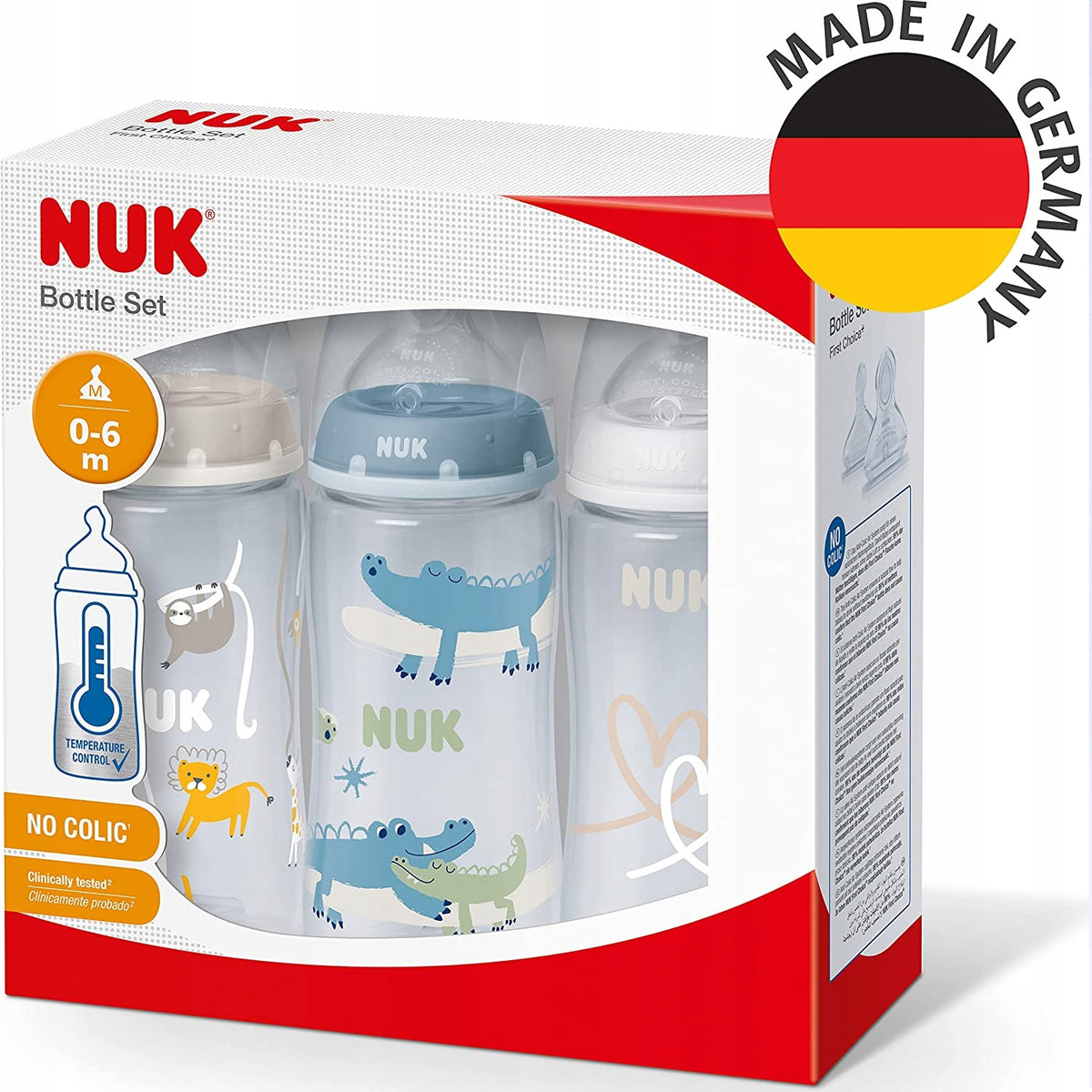 NUK No Colic conjunto de biberões 3x 300 ml 0-6
