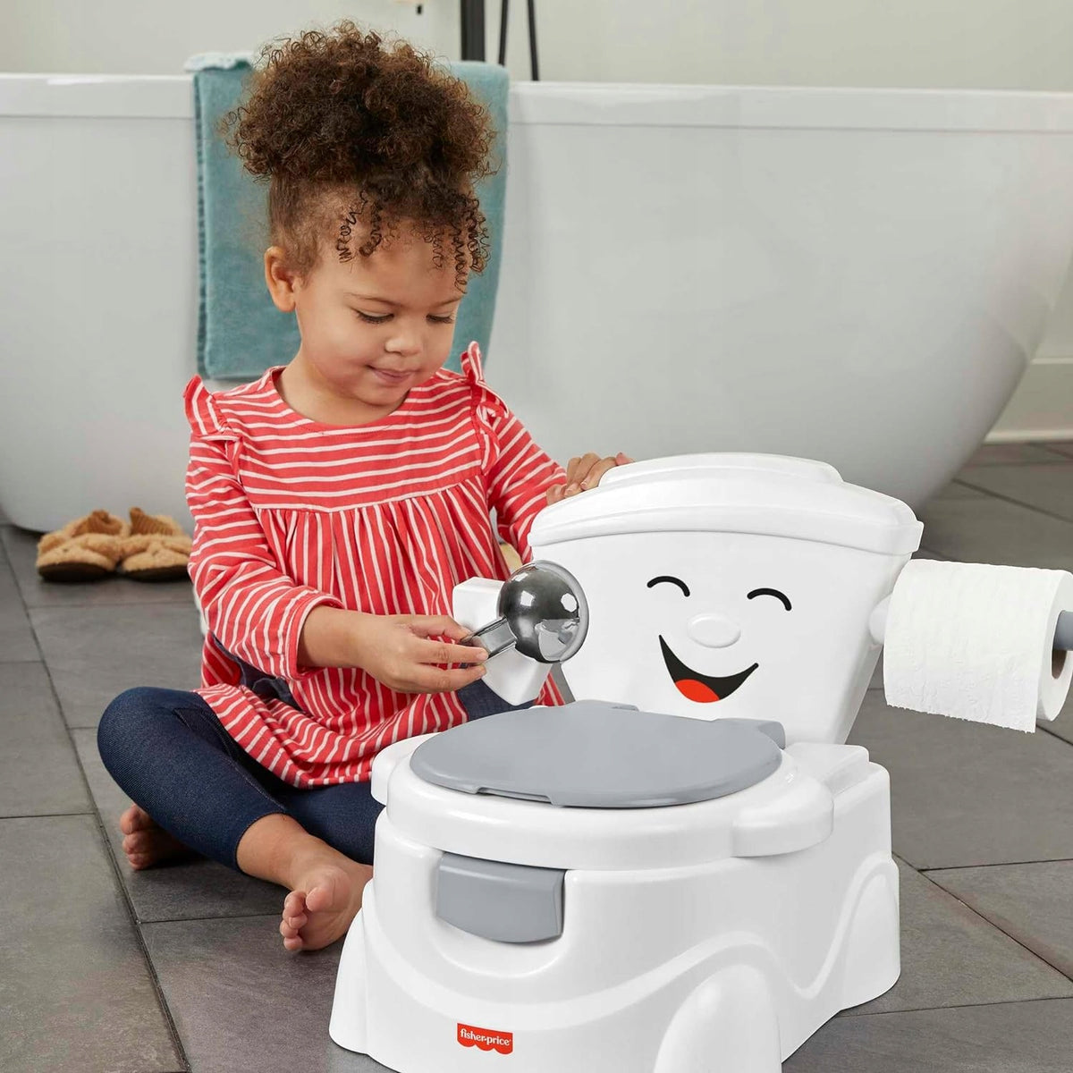 FISHER PRICE nocnik Moja Pierwsza Toaleta DE interaktywny nocnik dla dziecka, uczący korzystania z toalety