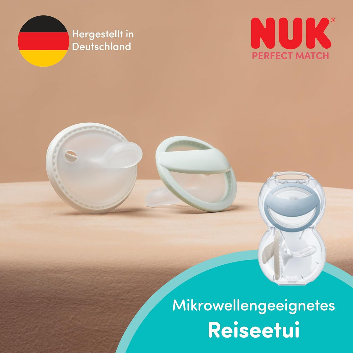 NUK Perfect Match dude 0-6 mes. 2 kosa bež/rdeča
