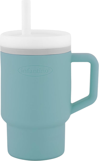INFANTINO My 1st Tumbler silikonski lonček s pitnim nastavkom proti polivanju 266 ml 6 m+