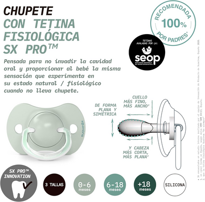 SUAVINEX SX PRO chupete anatómico de silicona 6-18 meses x2
