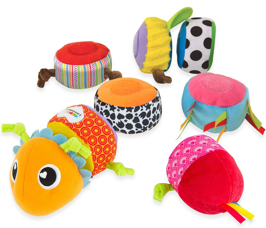 LAMAZE Mix & Match sensorische rups met rammelaar 8 delen met klittenband 44 cm