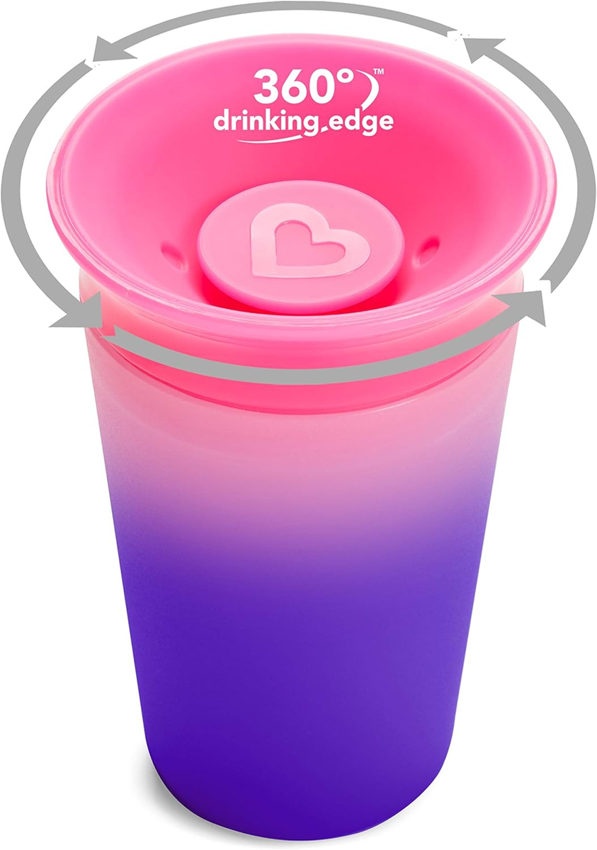 MUNCHKIN Vaso antiderrame Miracle que cambia de color con boquilla 360° 266 ml 12 m+