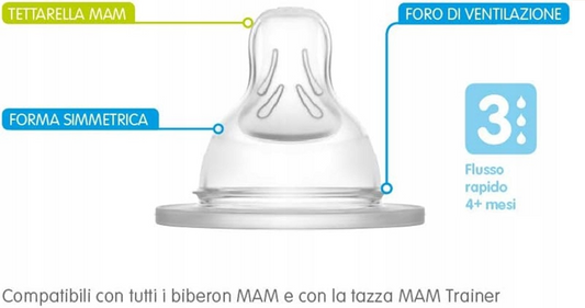 MAM tettarelle per biberon 4m+ x2