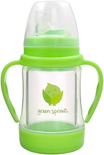 GREEN SPROUTS Vaso de vidrio con pajita y boquilla antiderrame para bebé 6 m+