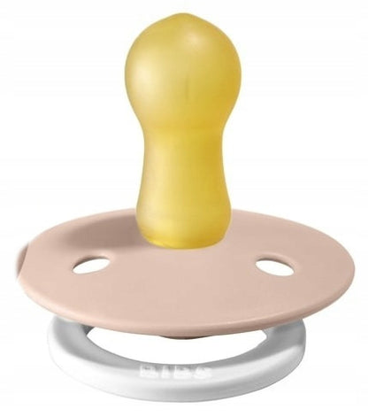 BIBS COLOUR GLOW smoczki uspokajające 2pack kauczuk 0-6 msc, żółty smoczek z beżową tarczką
