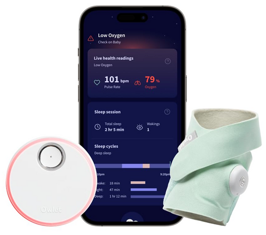 OWLET DREAM SOCK merilnik srčnega utripa in pulzni oksimeter 2 v 1 za dojenčke 0-18 mesecev