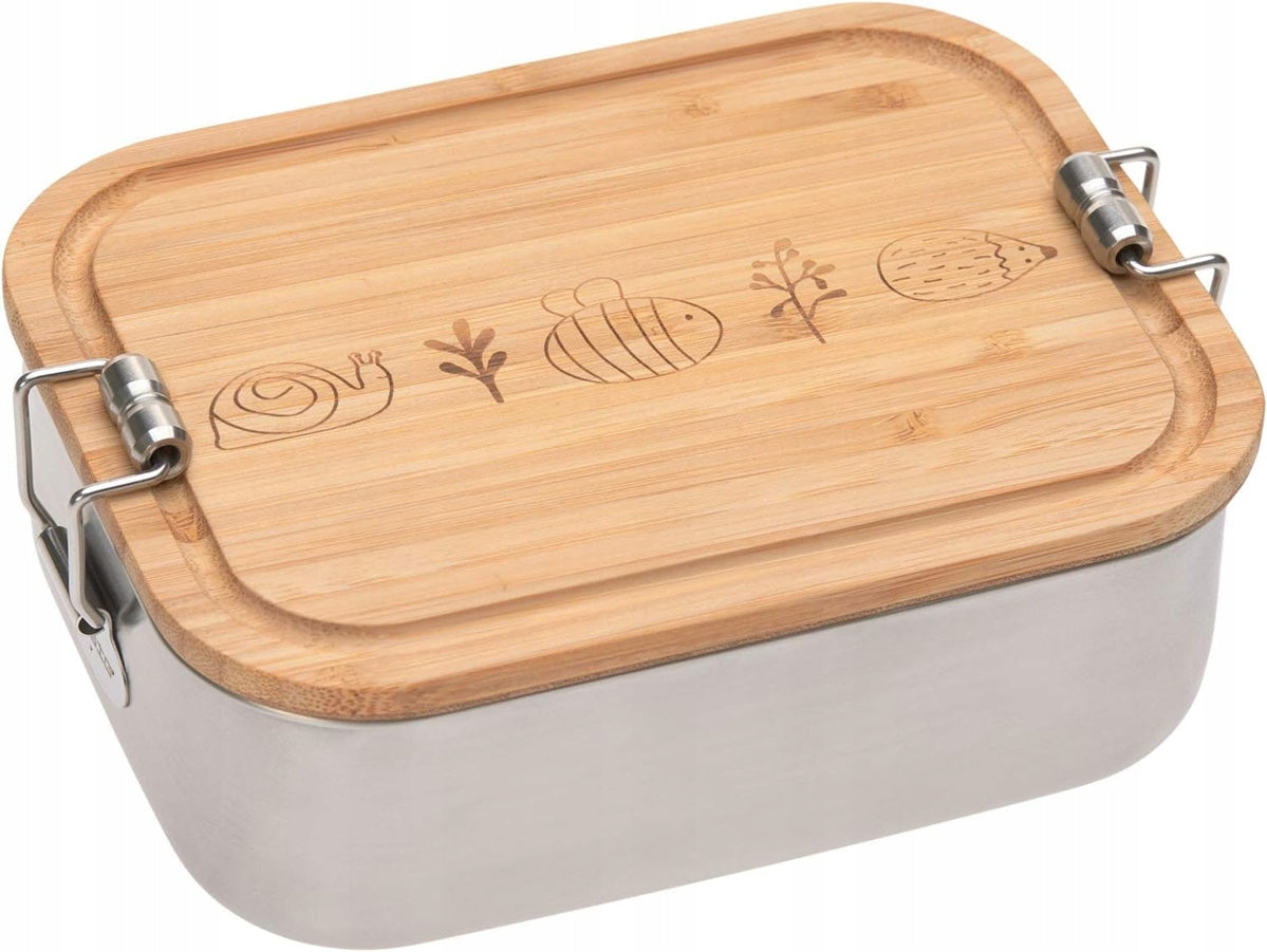 LASSIG Garden Explorer caja de almuerzo de acero y bambú 12,7 x 17,5 cm