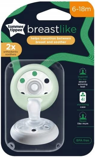TOMMEE TIPPEE kiefergerechter Schnuller x2 6-18 Monate NACHTLEUCHTEND
