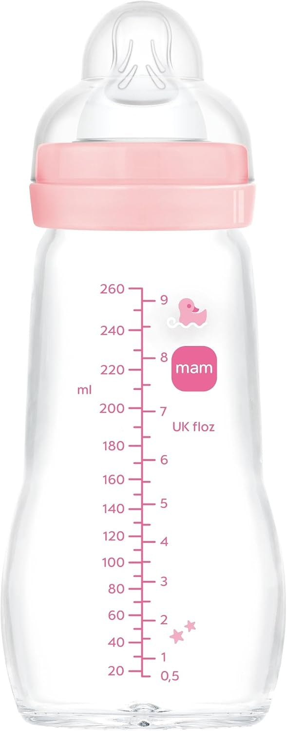 MAM Feel Good üveg cumisüveg 260 ml, 2-es méretű közepes átfolyású cumifej 2 hó+ KACSÁK
