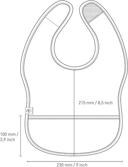LASSIG bavetă din plastic cu arici și buzunar 6-24 luni