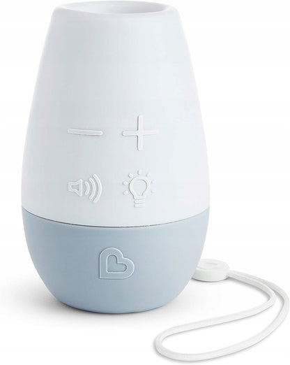 MUNCHKIN Shhh przenośna lampka nocna LED z 3 dźwiękami, biało-szara, regulacja głośności
