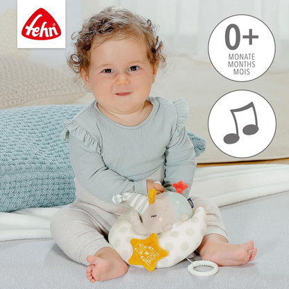 Colgante luminoso con caja de música para cochecito y cuna Elefante en la Luna
