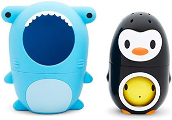 MUNCHKIN Sharky & Pals juguetes de baño 3 en 1 pez, pingüino, tiburón