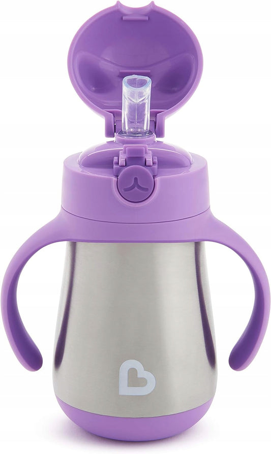 MUNCHKIN Cool Cat Trinklernbecher mit Strohhalm, EDELSTAHL 237 ml