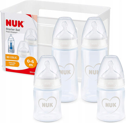 NUK komplet NO COLIC 4 stekleničke s košarico KONTROLA TEMPERATURE