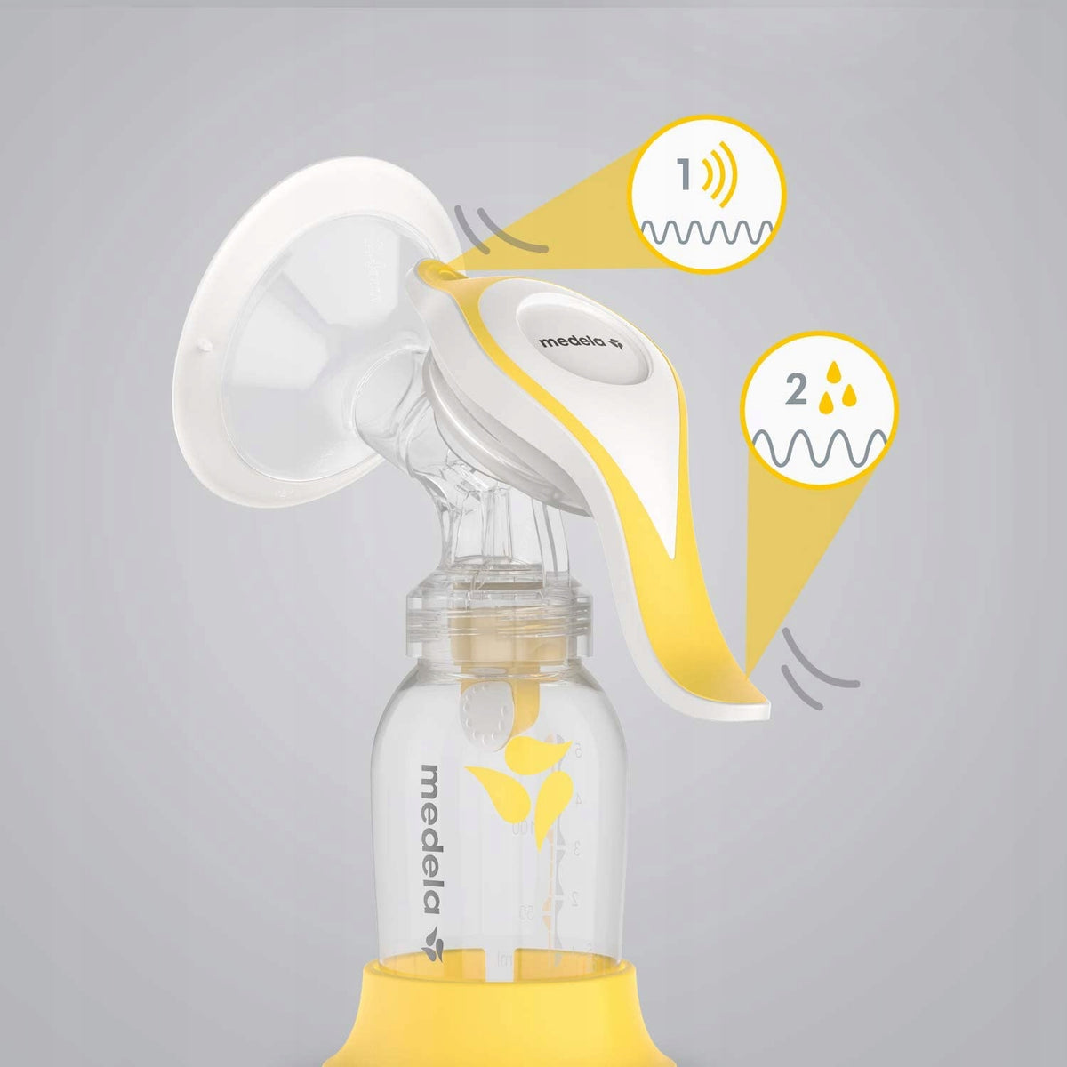 MEDELA Harmony Flex laktator ręczny 2fazowy, żółty, kompaktowy laktator ręczny z technologią 2-Phase Expression