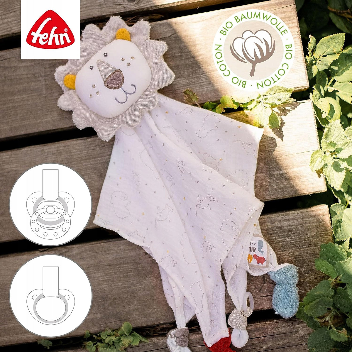 FEHN NATURE βαμβακερή αγκαλιά κουβερτάκι comforter 28 x 38 cm ΛΙΟΝΤΑΡΙ