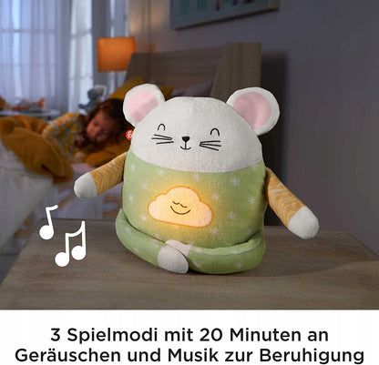 FISHER-PRICE myszka do medytacji uspokajacz J.DE. pluszowa myszka z kojącą muzyką i dźwiękami do uspokojenia dziecka