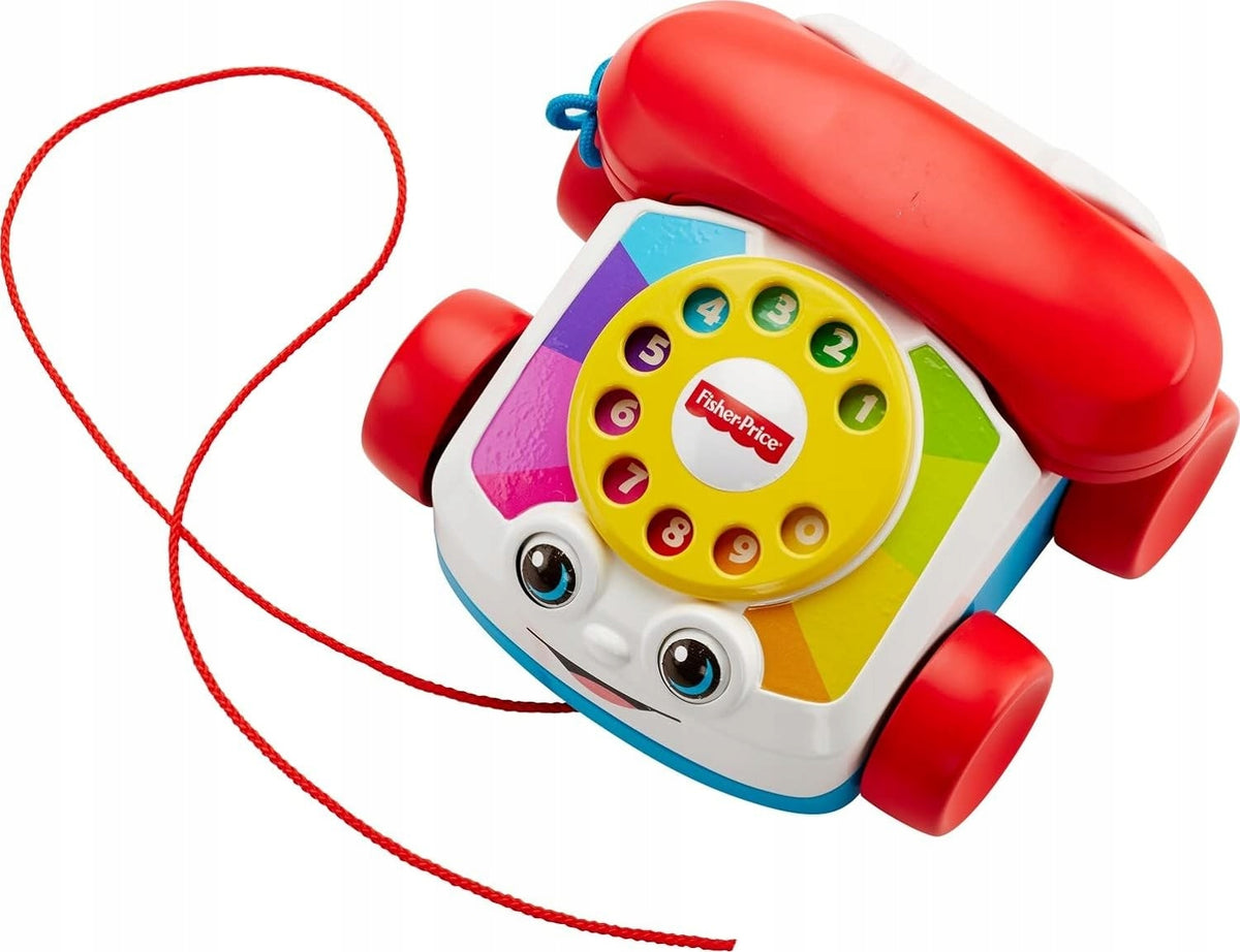 FISHER-PRICE telefon do ciągnięcia 12m+ z tarczą do liczenia, sznurkiem i dźwiękiem dzwonka