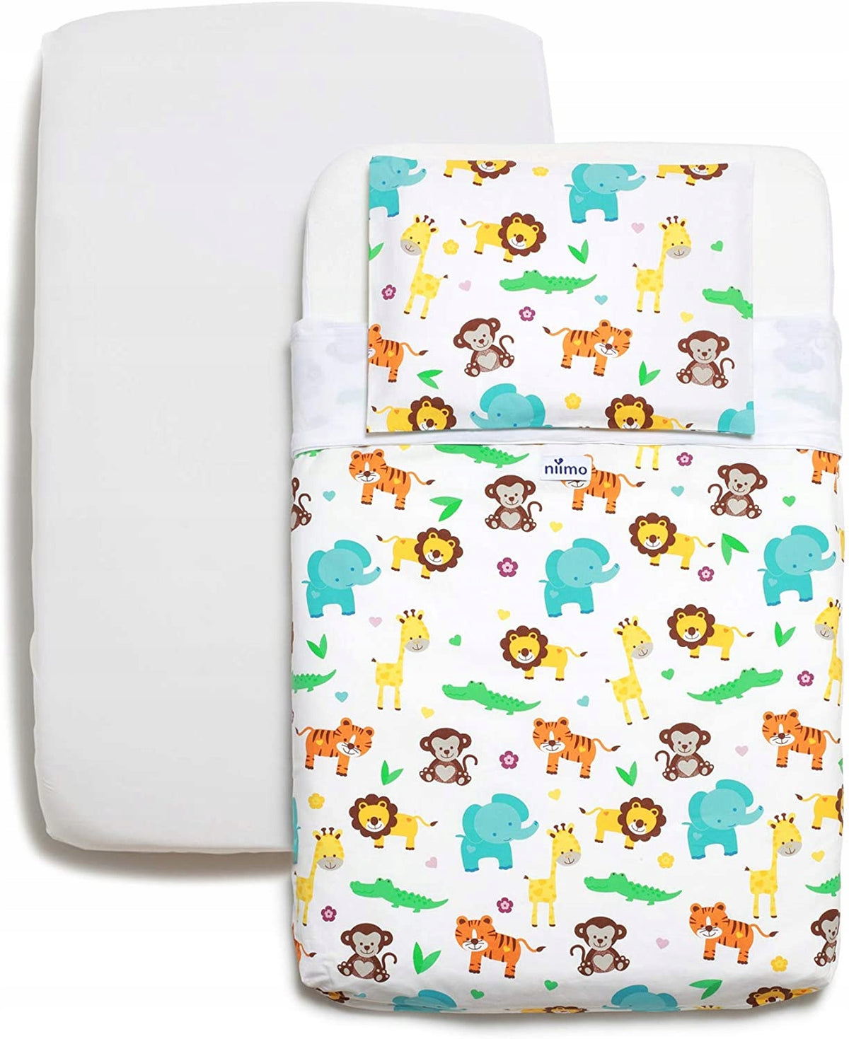 NIIMO Jungle kołdra, prześcieradło, poszewki 2x z motywem dżungli, wielokolorowy zestaw pościeli dziecięcej