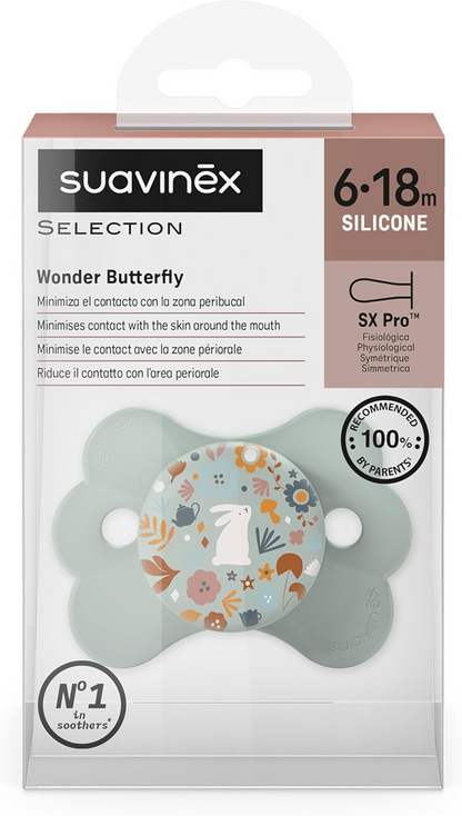 SUAVINEX Wonder Butterfly chupete calmante de silicona 6-18 meses SX PRO