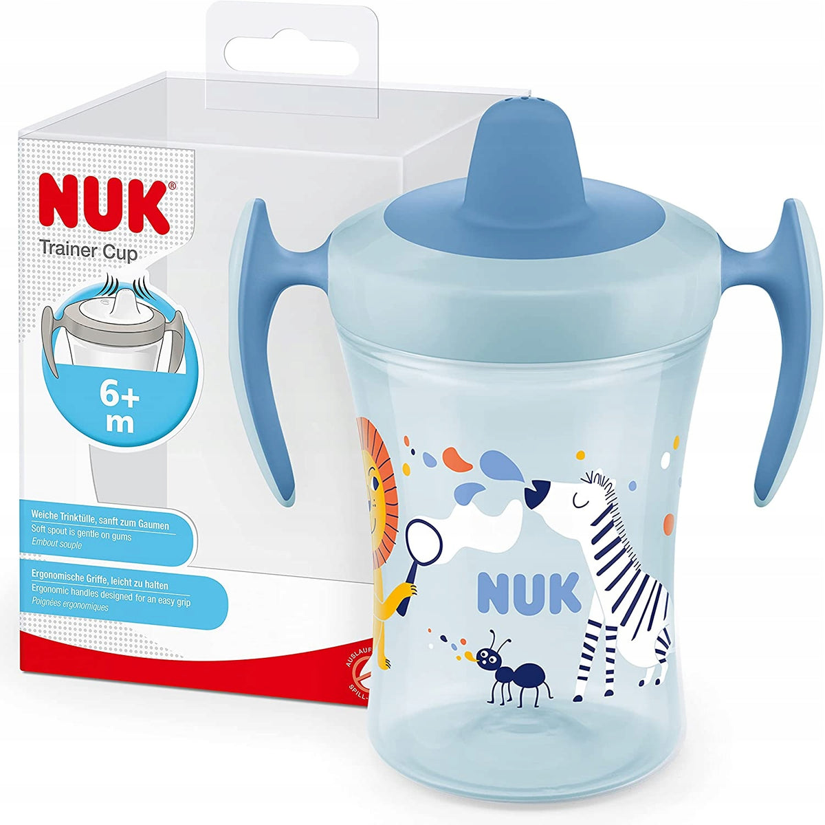 NUK Trainer Cup Auslaufsicherer Becher Löwe & Zebra 6 m+ 230 ml