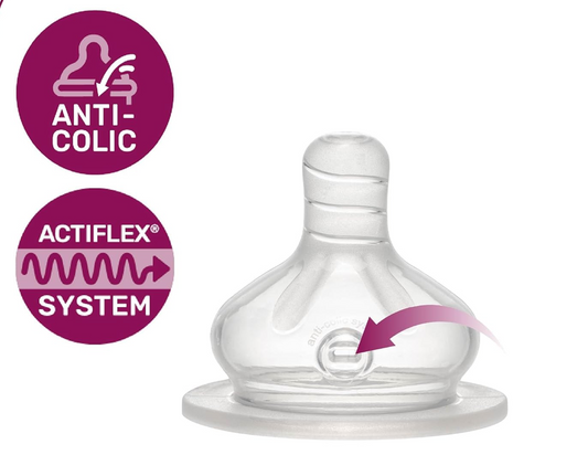 NIP biberon in vetro con tettarella misura S flusso lento 120 ml ACTIFLEX