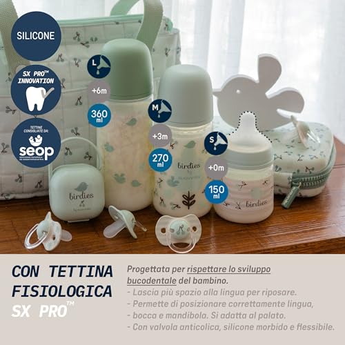 Suavinex SX Pro protikolična steklenička 3m+ 270ml M birdies